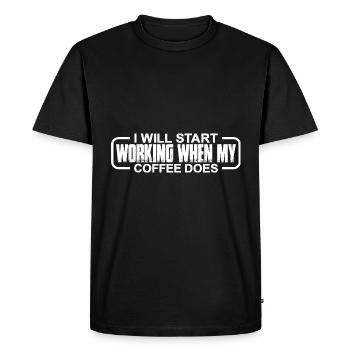 I will start working when my coffee does 4 - Men's Premium Organic T-Shirt - black - Front - Nico (187cm)