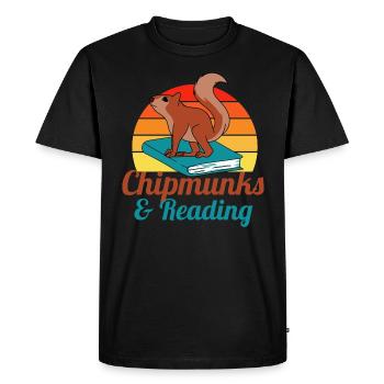 Chipmunks et livres de lecture Littérature Animaux - T-shirt Premium bio Homme - noir - Devant - Nico (187cm)