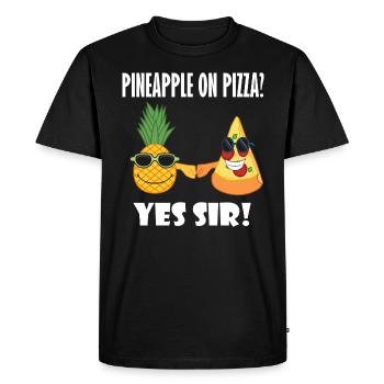 Pineapple and Pizza Buddy Ironic Saying Pizza Chef - T-shirt Premium bio Homme - noir - Devant - Nico (187cm)