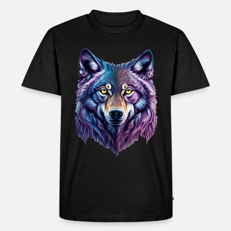 Wolf Splash - Männer Premium Bio T-Shirt - Schwarz