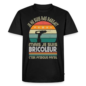 Je ne suis pas parfait mais je suis bricoleur - T-shirt Premium bio Homme - noir - Devant - Nico (187cm)