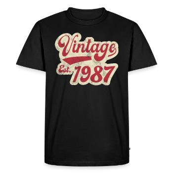 Vintage Est 1987 - T-shirt Premium bio Homme - noir - Devant - Nico (187cm)