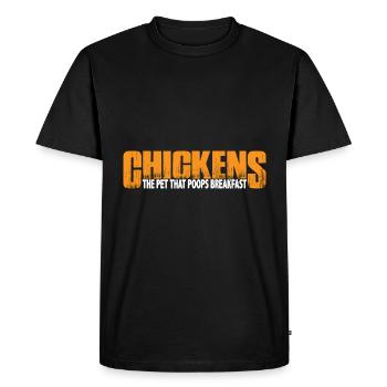 Les poules, l’animal de compagnie qui fait caca Petit-déjeuner 4 - T-shirt Premium bio Homme - noir - Devant - Nico (187cm)
