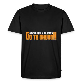 Good Girls Always Go To Church 8 - Men's Premium Organic T-Shirt - black - Front - Nico (187cm)
