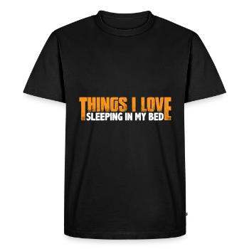 Les choses que j’aime, dormir dans mon lit 12 - T-shirt Premium bio Homme - noir - Devant - Nico (187cm)