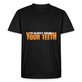 I'm Silently Judging Your Teeth 14 - Men's Premium Organic T-Shirt - black - Front - Nico (187cm)