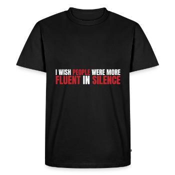 J’aimerais que les gens soient plus à l’aise dans le silence 3 - T-shirt Premium bio Homme - noir - Devant - Nico (187cm)