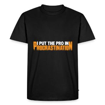 Je mets le pro dans la procrastination 23 - T-shirt Premium bio Homme - noir - Devant - Nico (187cm)