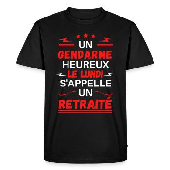 un gendarme heureux le lundi s'appelle un retraité - T-shirt Premium bio Homme - noir - Devant - Nico (187cm)