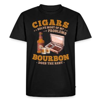 Cigares et whisky bourbon drôle de dicton - T-shirt Premium bio Homme - noir - Devant - Nico (187cm)