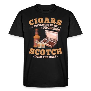 Drôles de dictons de cigares pour les amateurs de whisky et de cigares - T-shirt Premium bio Homme - noir - Devant - Nico (187cm)