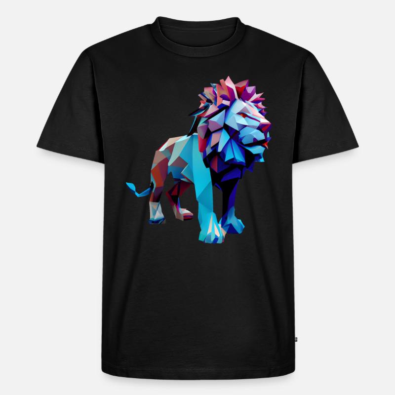 Polygon Löwen - Männer Premium Bio T-Shirt - Schwarz
