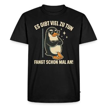 Cool Penguin in Office Job - Men's Premium Organic T-Shirt - black - Front - Nico (187cm)