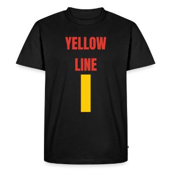Ligne jaune passant par le milieu - T-shirt Premium bio Homme - noir - Devant - Nico (187cm)