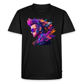 Rocker punk avec des lunettes de soleil dans le design pop art - T-shirt Premium bio Homme - noir - Devant - Nico (187cm)
