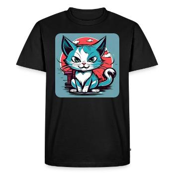 Cool naughty cat - Men's Premium Organic T-Shirt - black - Front - Nico (187cm)