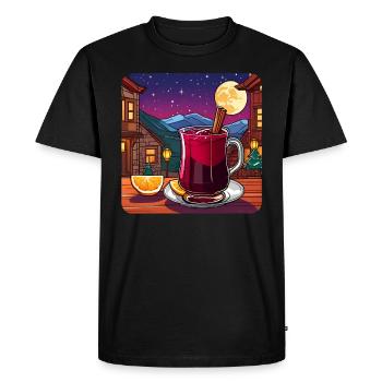 Vin chaud au bâton de cannelle en hiver - T-shirt Premium bio Homme - noir - Devant - Nico (187cm)
