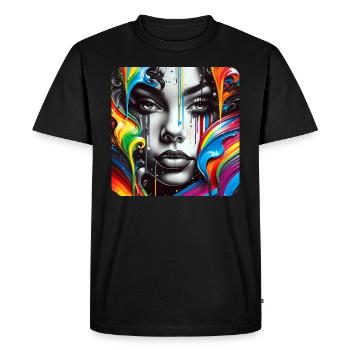 Woman in graffiti style - Men's Premium Organic T-Shirt - black - Front - Nico (187cm)