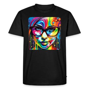 Femme avec des lunettes dans le style grafitti - T-shirt Premium bio Homme - noir - Devant - Nico (187cm)