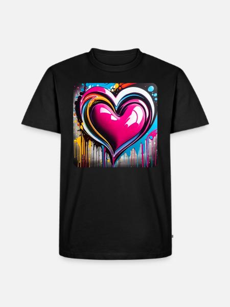 Heart in graffiti style - Men's Premium Organic T-Shirt - black