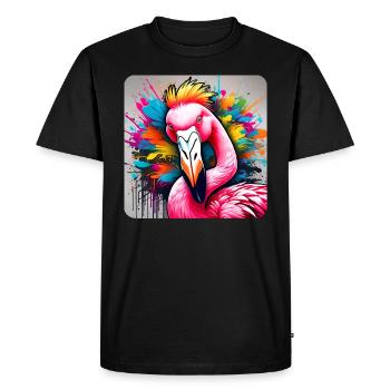 Cool pink flamingo in graffiti style - Men's Premium Organic T-Shirt - black - Front - Nico (187cm)