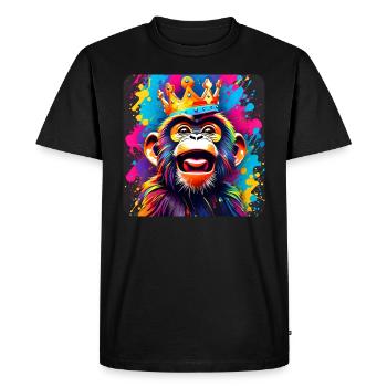 Cheeky monkey with crown in graffiti style - Men's Premium Organic T-Shirt - black - Front - Nico (187cm)