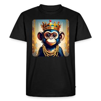 Cute monkey with crown - Men's Premium Organic T-Shirt - black - Front - Nico (187cm)