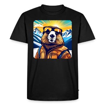 Marmotte cool dans les Alpes avec des lunettes de soleil - T-shirt Premium bio Homme - noir - Devant - Nico (187cm)