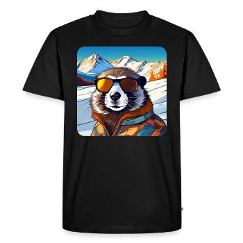 Marmotte cool dans les Alpes avec des lunettes de soleil - T-shirt Premium bio Homme - noir - Devant - Nico (187cm)
