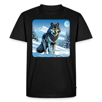 Loup fier dans l’hiver Spiritanimal - T-shirt Premium bio Homme - noir - Devant - Nico (187cm)