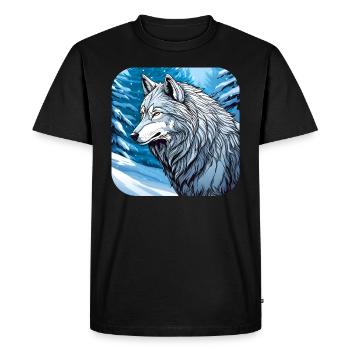 Loup fier dans l’hiver Spiritanimal - T-shirt Premium bio Homme - noir - Devant - Nico (187cm)