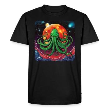 Immortal Cthulhu monster in space - Men's Premium Organic T-Shirt - black - Front - Nico (187cm)