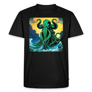 Immortal Cthulhu monster in space - Men's Premium Organic T-Shirt - black - Front - Nico (187cm)