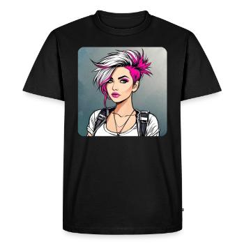 Cool Punk Gothic Girl with Pink Hairstyle - Men's Premium Organic T-Shirt - black - Front - Nico (187cm)
