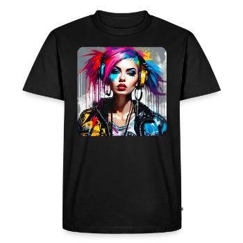 Fille punk cool aux cheveux colorés - T-shirt Premium bio Homme - noir - Devant - Nico (187cm)