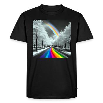 Regenbogen in der Stadt - Männer Premium Bio T-Shirt - Schwarz - Vorne - Nico (187cm)