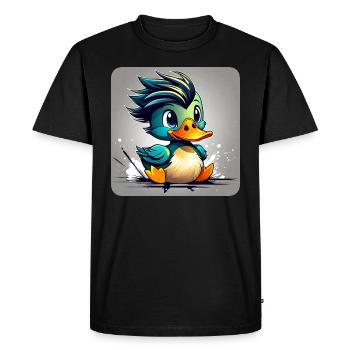 Little duck with punk hairstyle - Men's Premium Organic T-Shirt - black - Front - Nico (187cm)