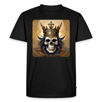 Crâne souriant avec couronne - T-shirt Premium bio Homme - noir - Devant - Nico (187cm)