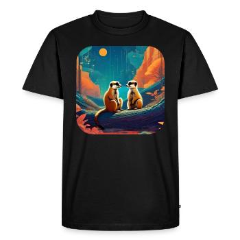 Suricates mignons - T-shirt Premium bio Homme - noir - Devant - Nico (187cm)