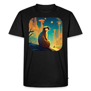 Suricate mignon en automne - T-shirt Premium bio Homme - noir - Devant - Nico (187cm)