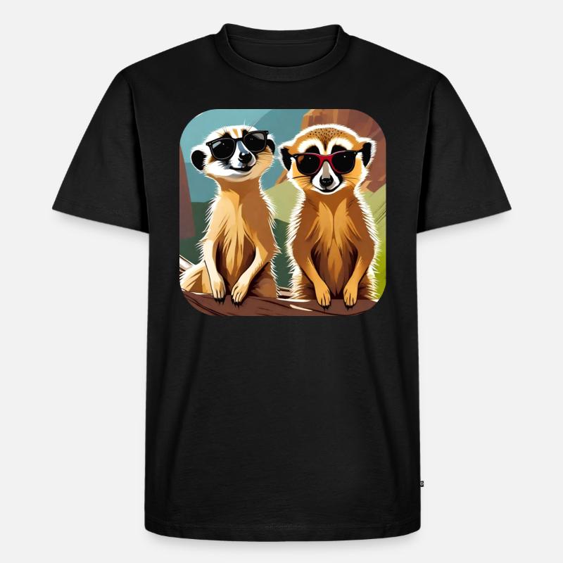 Niedliche Erdmännchen - Männer Premium Bio T-Shirt - Schwarz