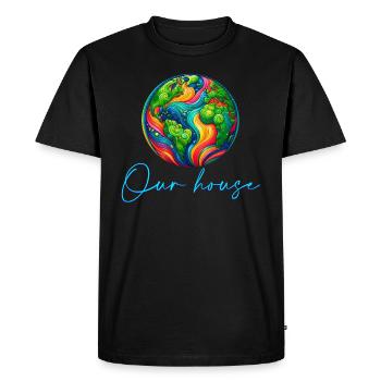 Monde - T-shirt Premium bio Homme - noir - Devant - Nico (187cm)