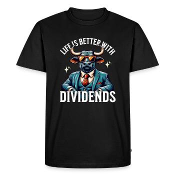 La vie est meilleure avec Dividendes Dividenden Investor - T-shirt Premium bio Homme - noir - Devant - Nico (187cm)