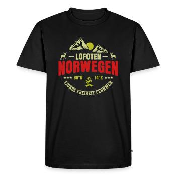 Norvège Cadeau Souvenir Norvège Lofoten - T-shirt Premium bio Homme - noir - Devant - Nico (187cm)