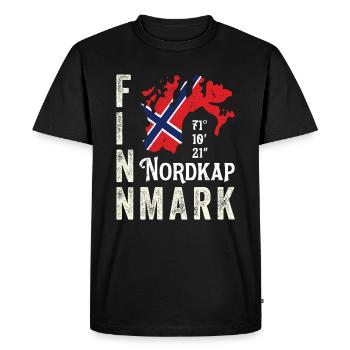 Norvège Norvège Norge Coordonnées Finnmark Cap Nord - T-shirt Premium bio Homme - noir - Devant - Nico (187cm)