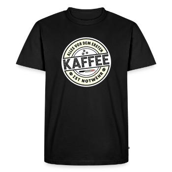 Tout ce qui précède le premier café est du café d’autodéfense - T-shirt Premium bio Homme - noir - Devant - Nico (187cm)