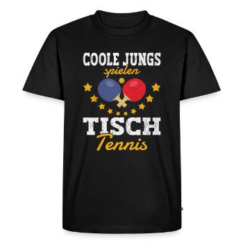 Cool guys playing table tennis funny ping pong - Men's Premium Organic T-Shirt - black - Front - Nico (187cm)