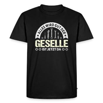 Tout va bien se passer, le compagnon est là ! Mécanicien automobile - T-shirt Premium bio Homme - noir - Devant - Nico (187cm)