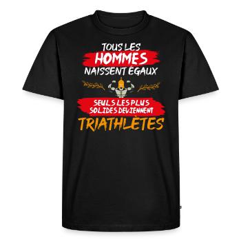 cadeau marrant solide triathlète triathlon - T-shirt Premium bio Homme - noir - Devant - Nico (187cm)