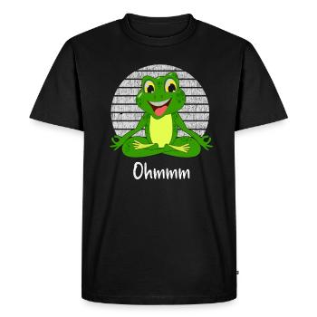 Grenouille de méditation - Grenouille yoga - T-shirt Premium bio Homme - noir - Devant - Nico (187cm)